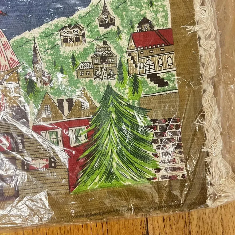 1996 Heymin & Co NY Santa's Sleigh Reindeers Tapestry Wall Floor Holliday Decor